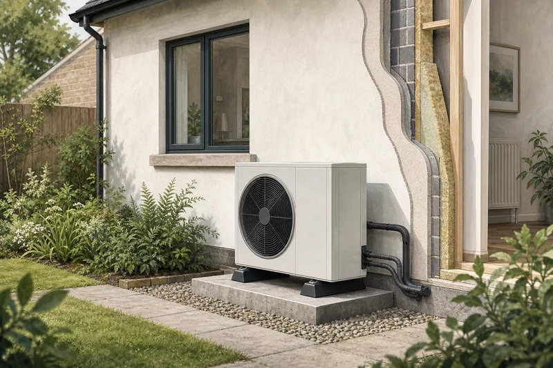 Illustration of heat-pump siting and home fabric considerations