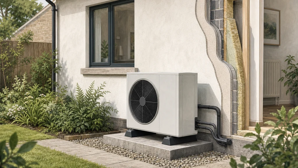 Illustration of heat-pump siting and home fabric considerations