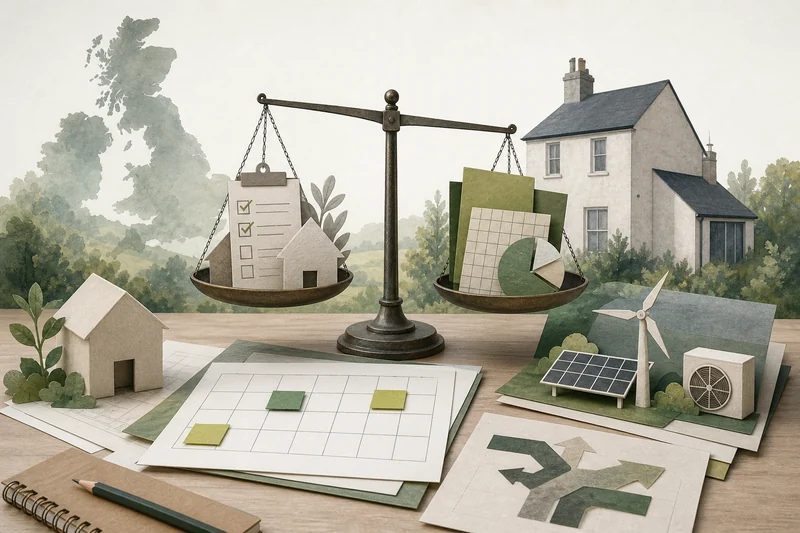 Illustration of planning, costs and trade-offs for a home energy decision