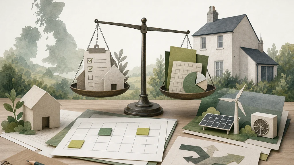 Illustration of planning, costs and trade-offs for a home energy decision