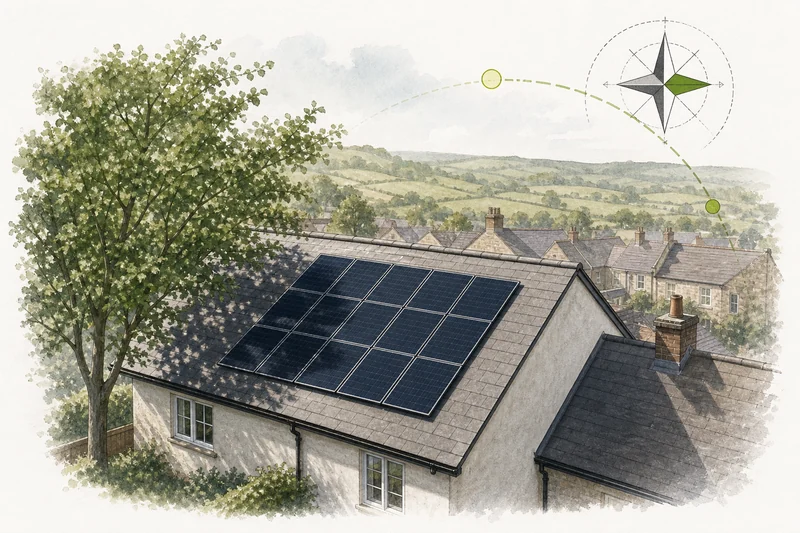 Illustration of solar suitability factors around a UK home